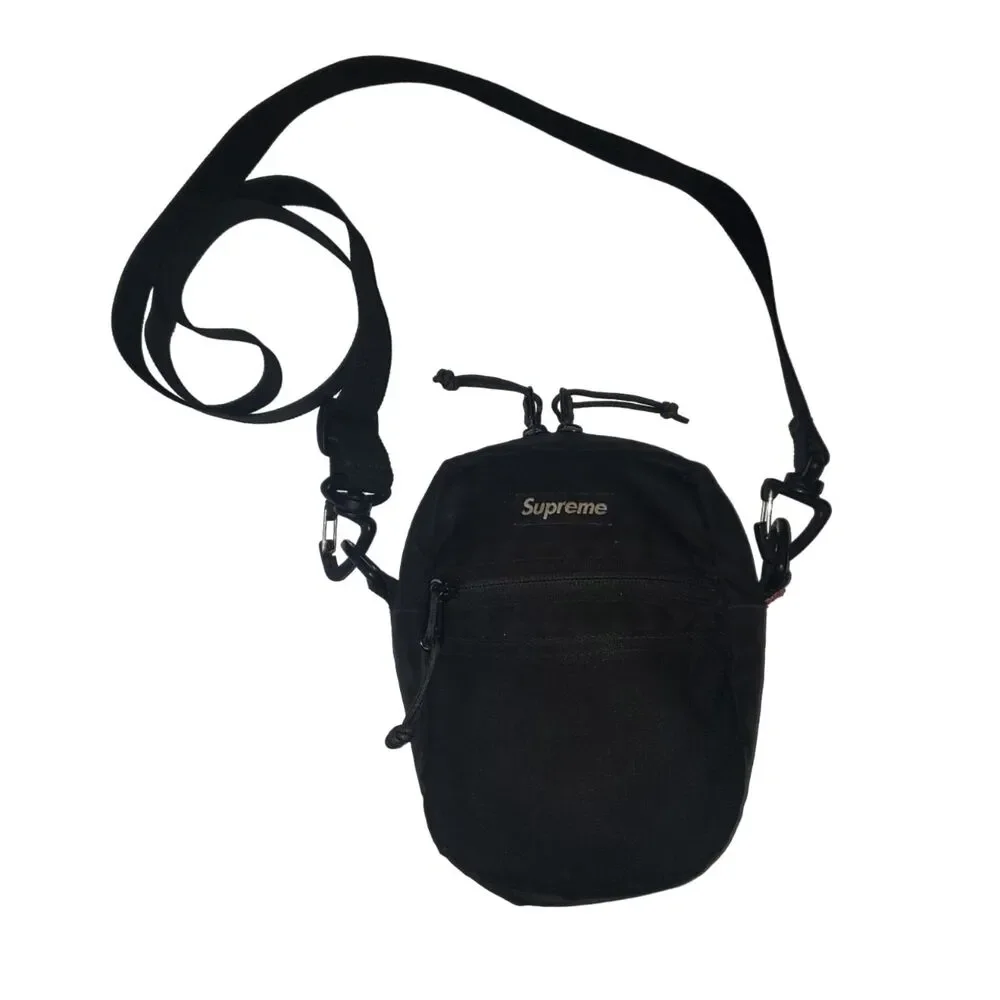 SUPREME SS17 Black Cross Body Nylon Bag Unisex Hiking Camping